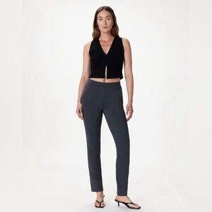 Quince Women’s Ponte Straight-Leg Pants Charcoal Gray Stretch Pants Petite Small